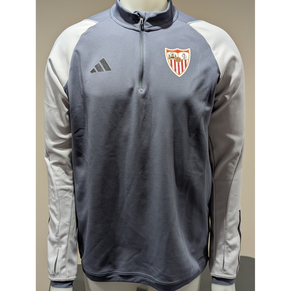 Adidas Sevilla FC Training Top Mens‎ Large Grey Quarter Zip Soccer Jersey HU1318